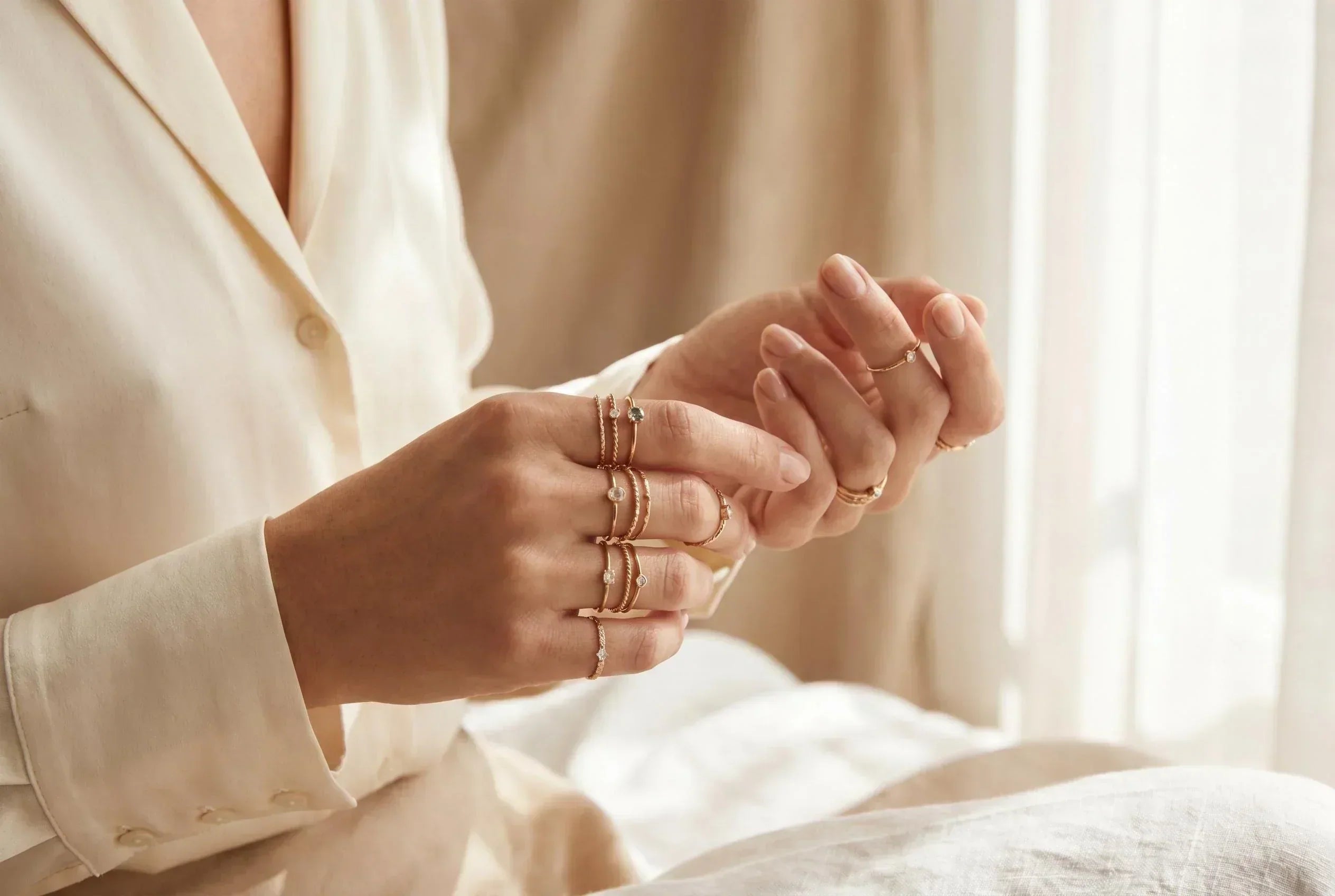Guide to stacking gold plated rings for everyday wear with an elegant layered jewellery look for Australian women