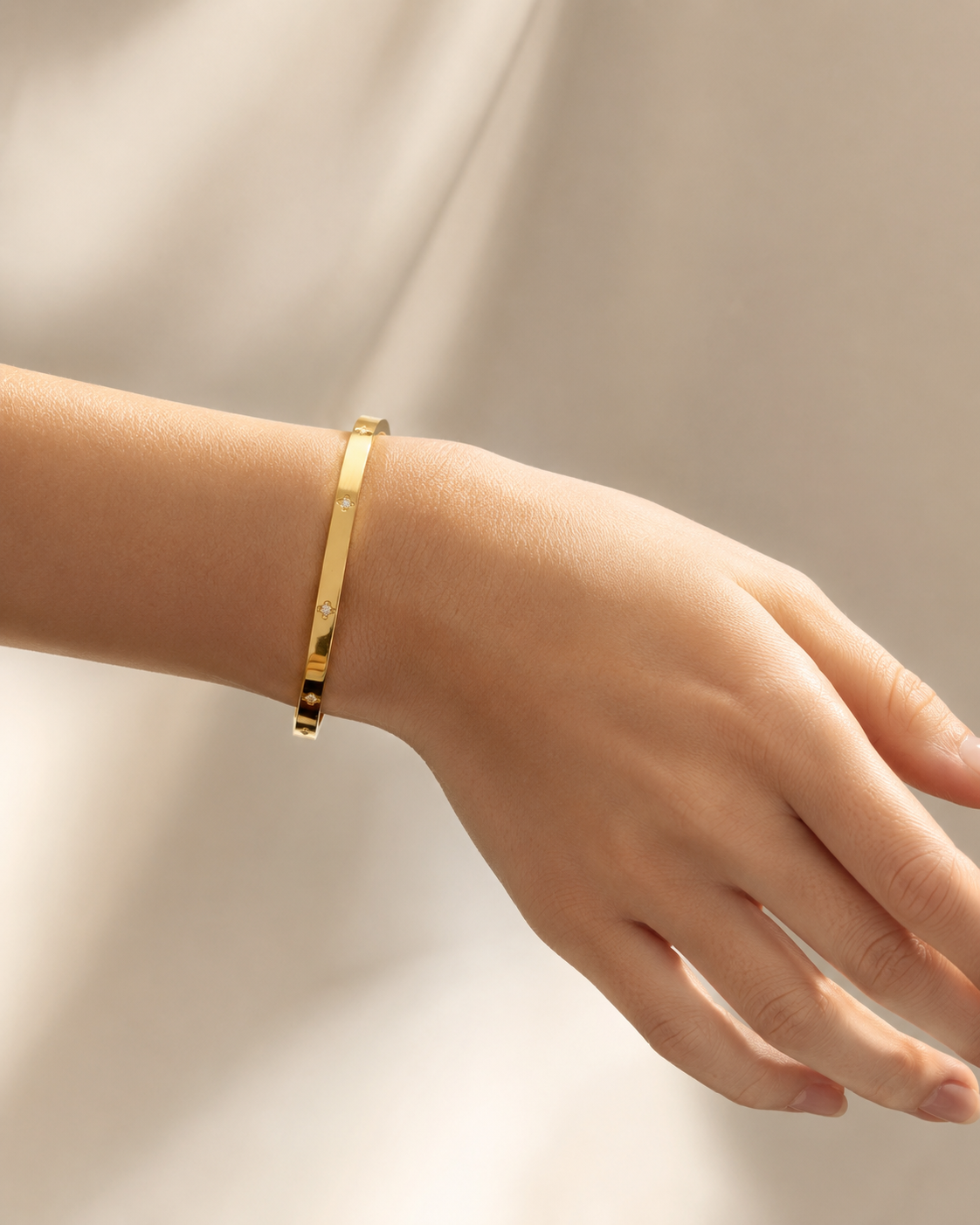 Diamond Accent Slim Bangle | 18K PVD Gold Plated