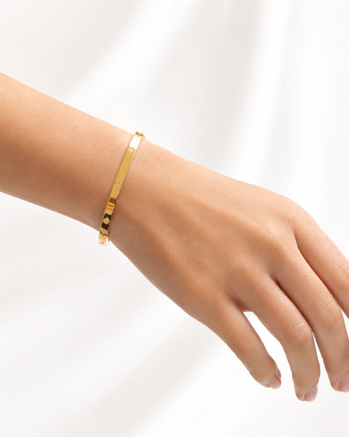 Diamond Accent Slim Bangle | 18K PVD Gold Plated