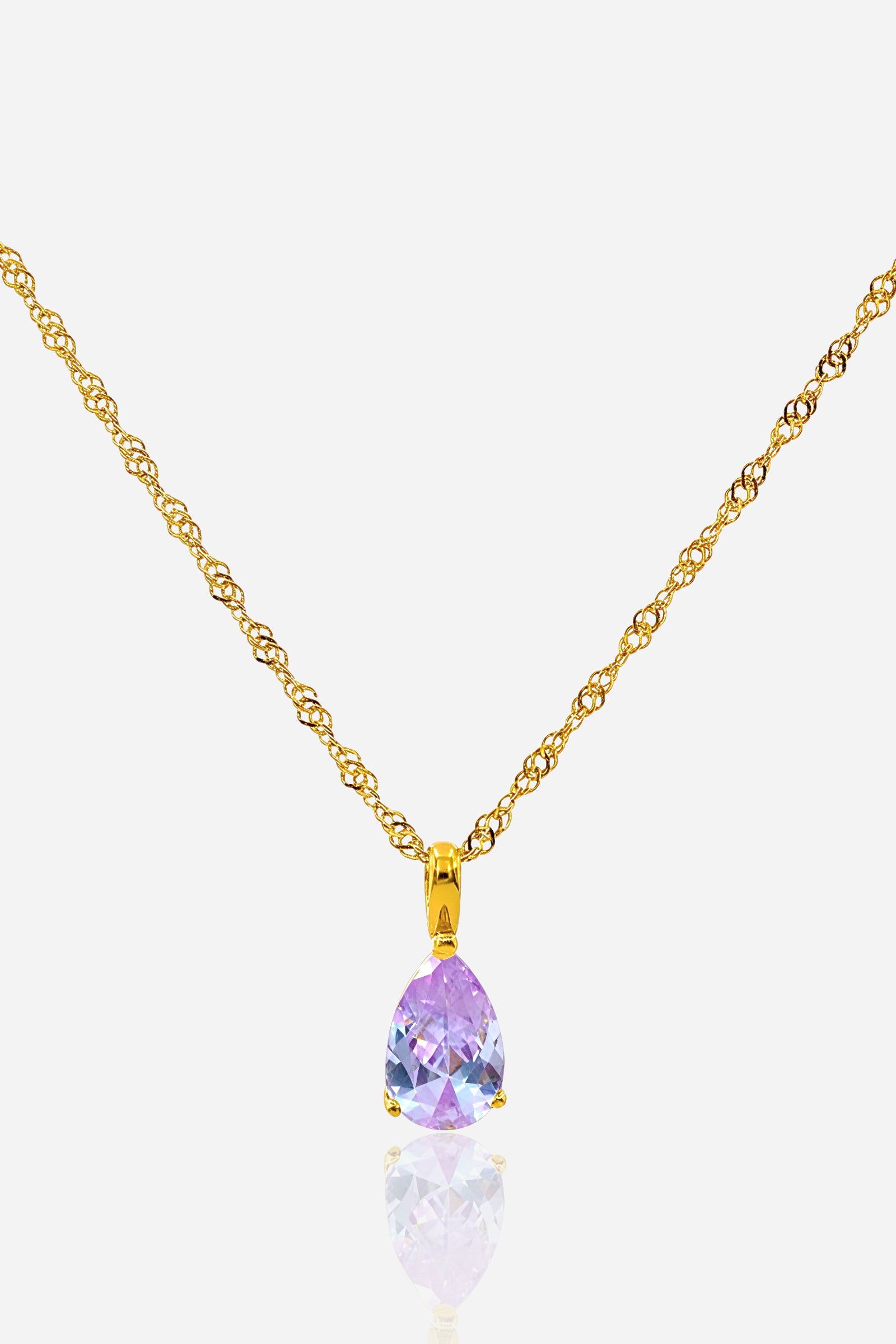 June birthstone necklace with light amethyst zircon on 18K gold plated chain – GLISTIA