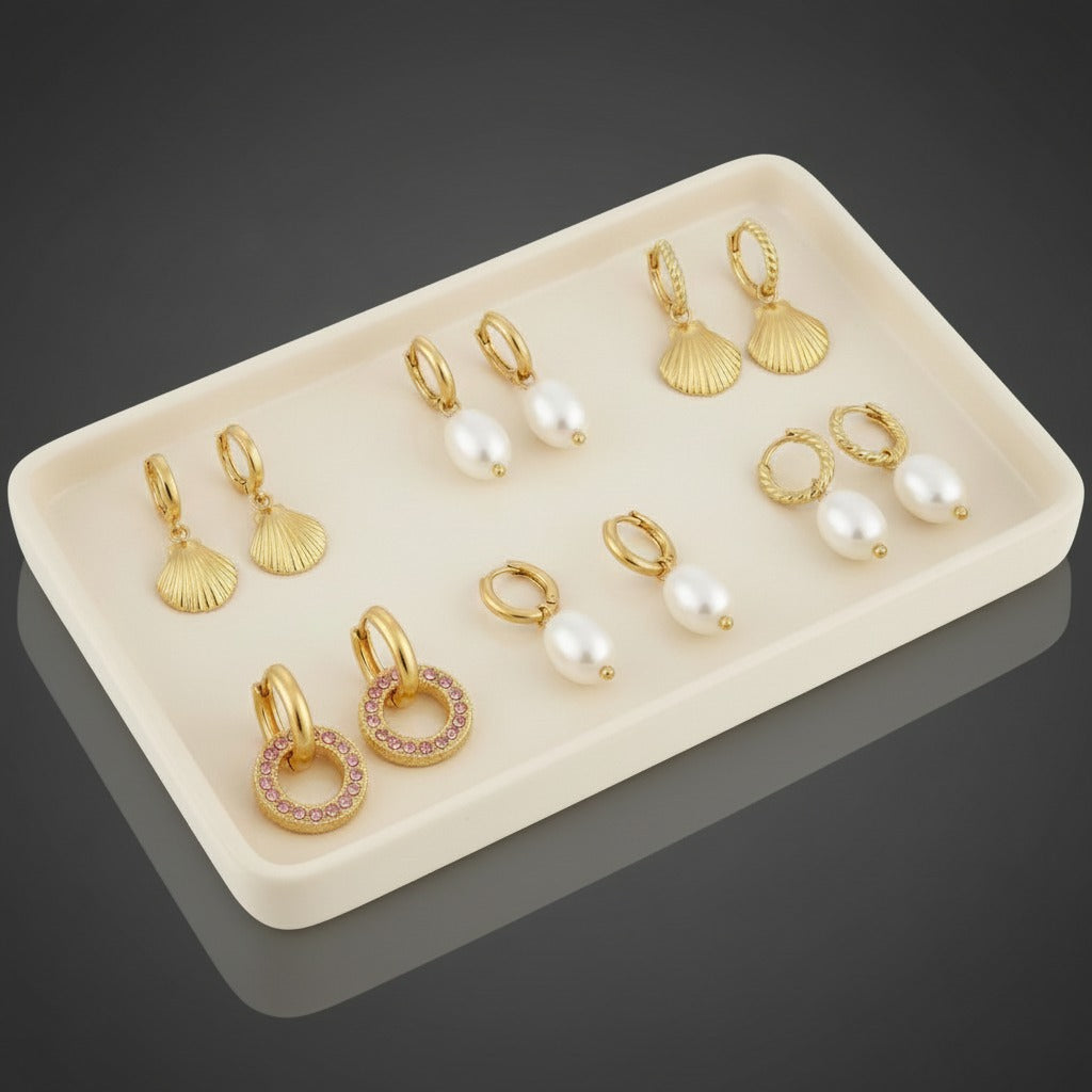 Drop and dangle earrings in 18K PVD gold plated finish, designed to move naturally with lightweight comfort and everyday elegance.