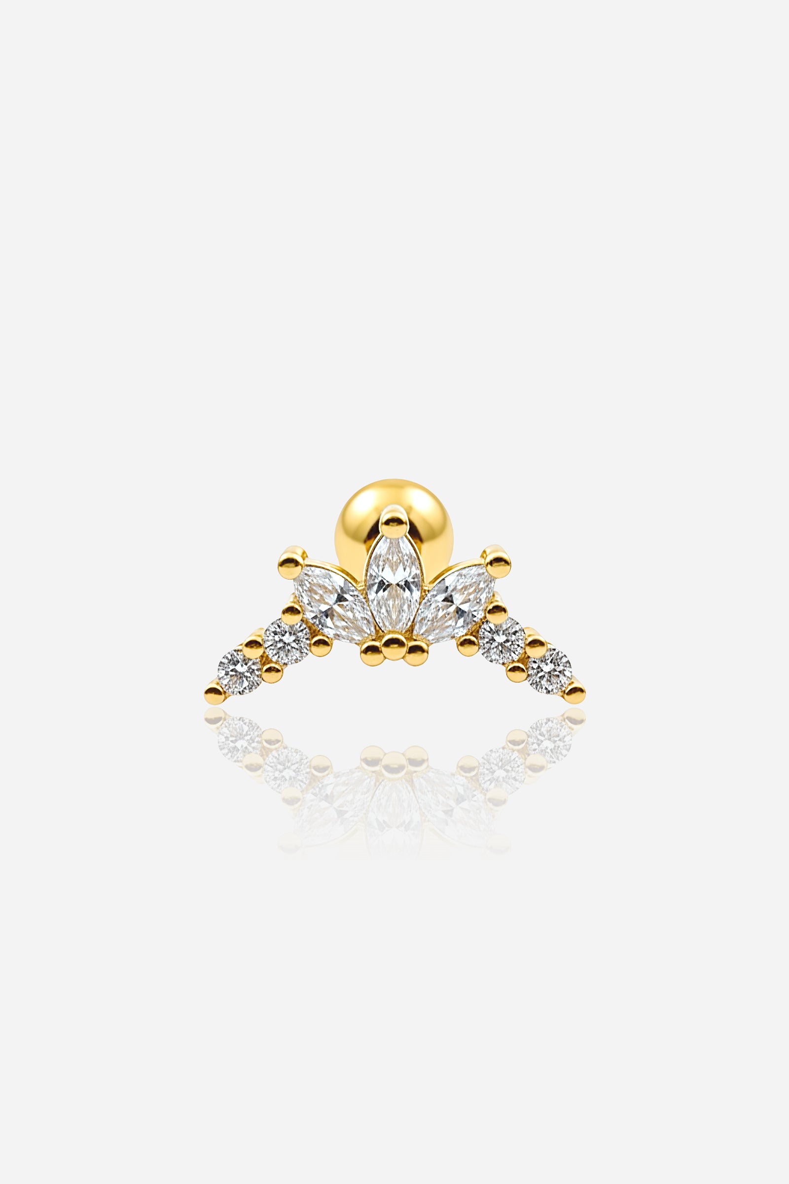 Marquise cluster stud earring with 18K gold plated finish and cubic zirconia crystals single – GLISTIA.