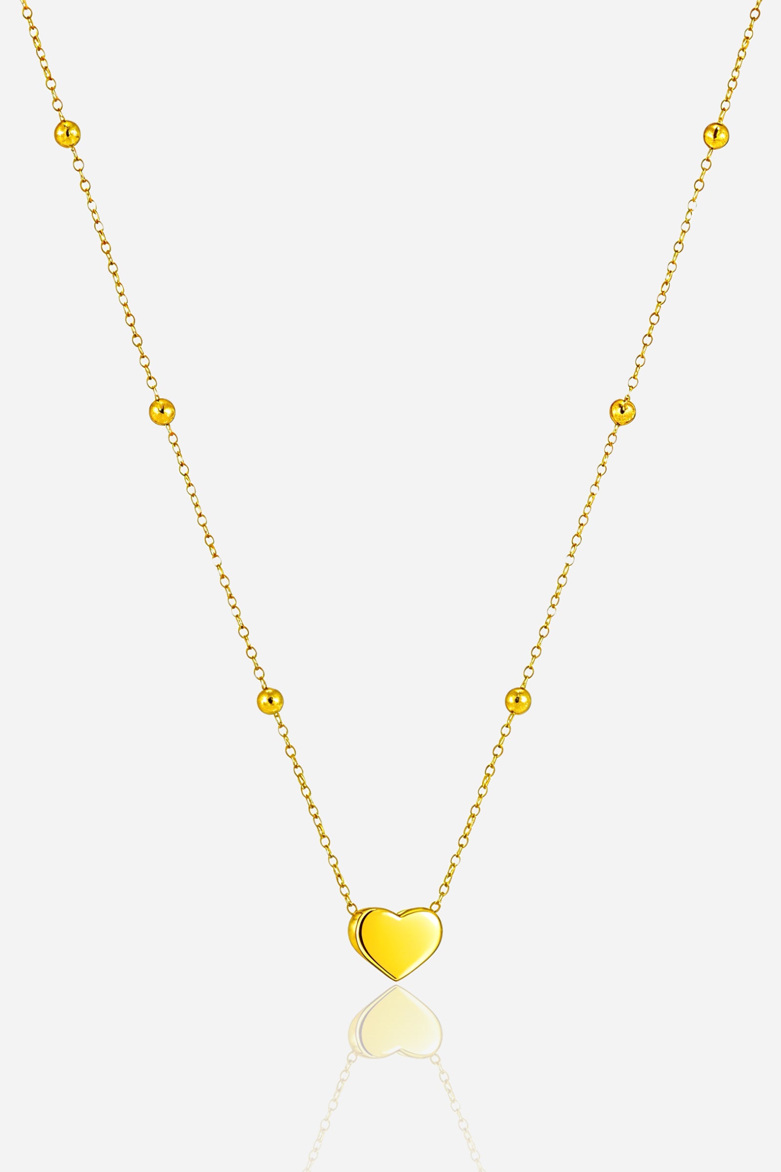 Golden Heart Pendant Necklace in 18K PVD gold-plated stainless steel, front view – GLISTIA