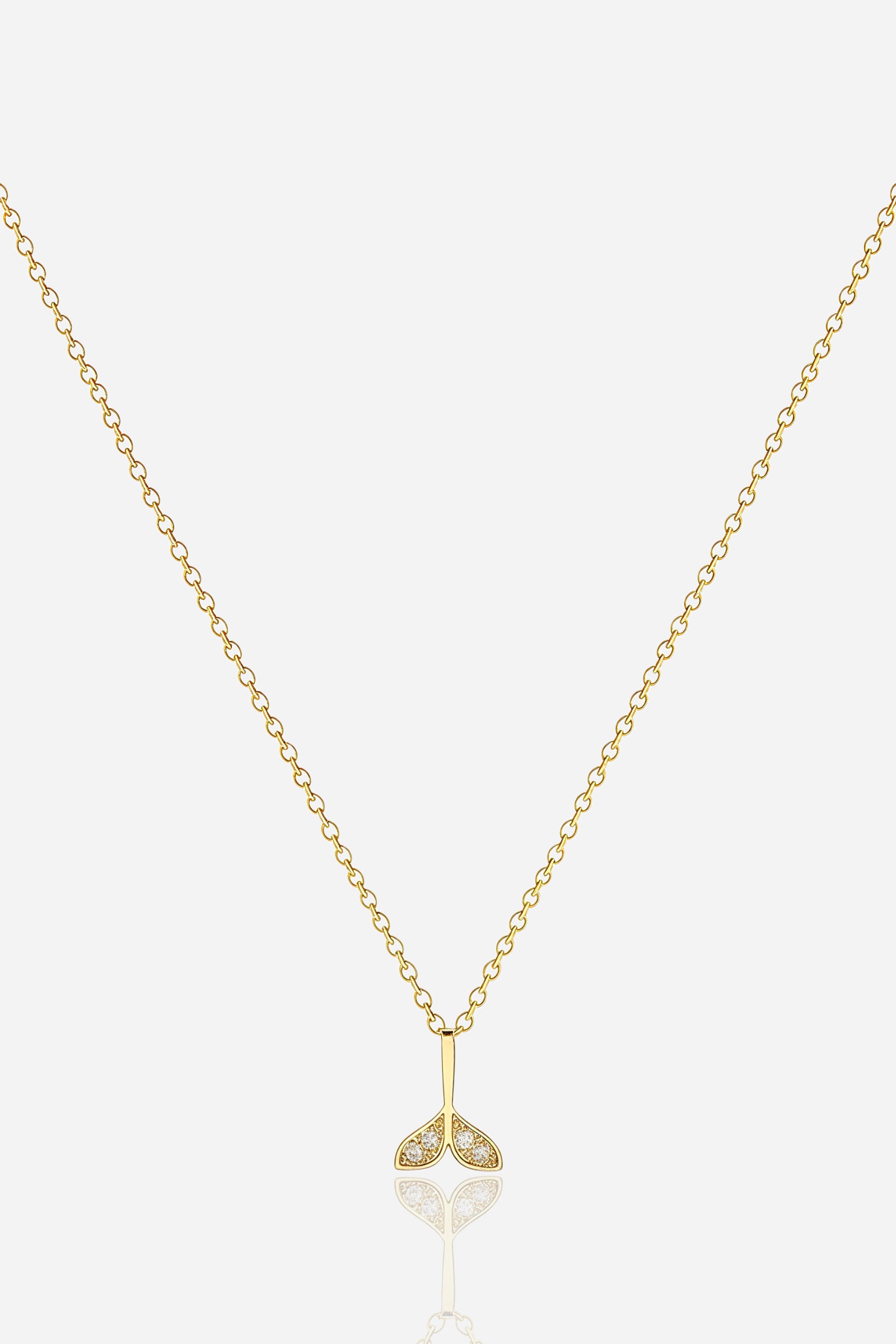 Golden Wave Tail Necklace in PVD 18K gold plated stainless steel – front view | GLISTIA