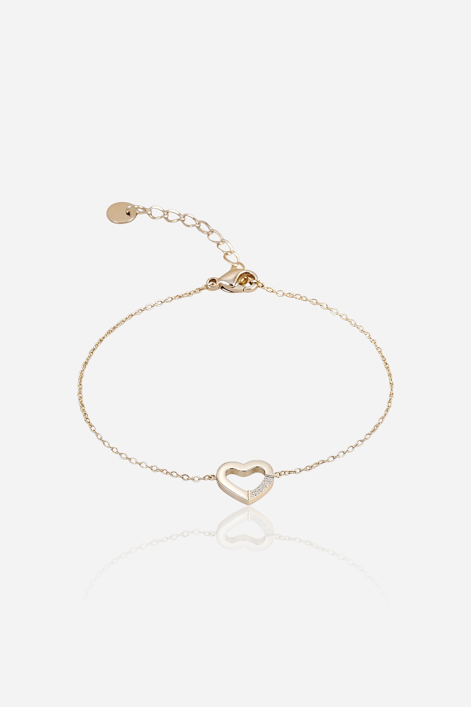 Open Heart minimalist bracelet in silver stainless steel with delicate chain - GLISTIA