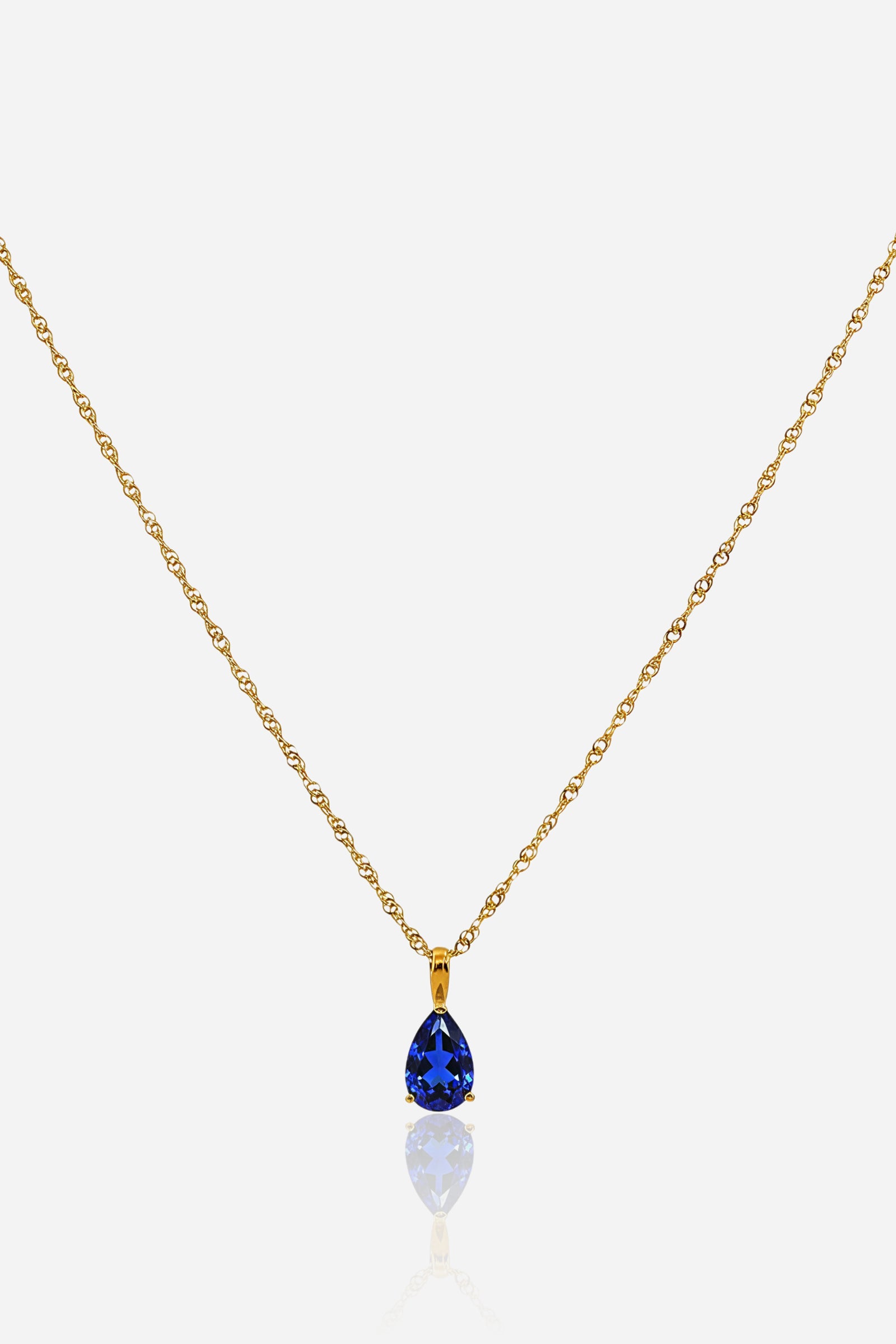 Sapphire Birthstone Necklace for September with deep blue zircon on 18K PVD gold-plated chain – GLISTIA”