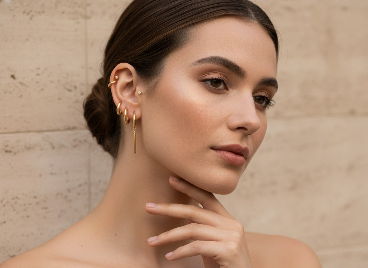 Elegant 18K PVD gold-plated earrings for sensitive ears designed for everyday comfort and refined style glistia.