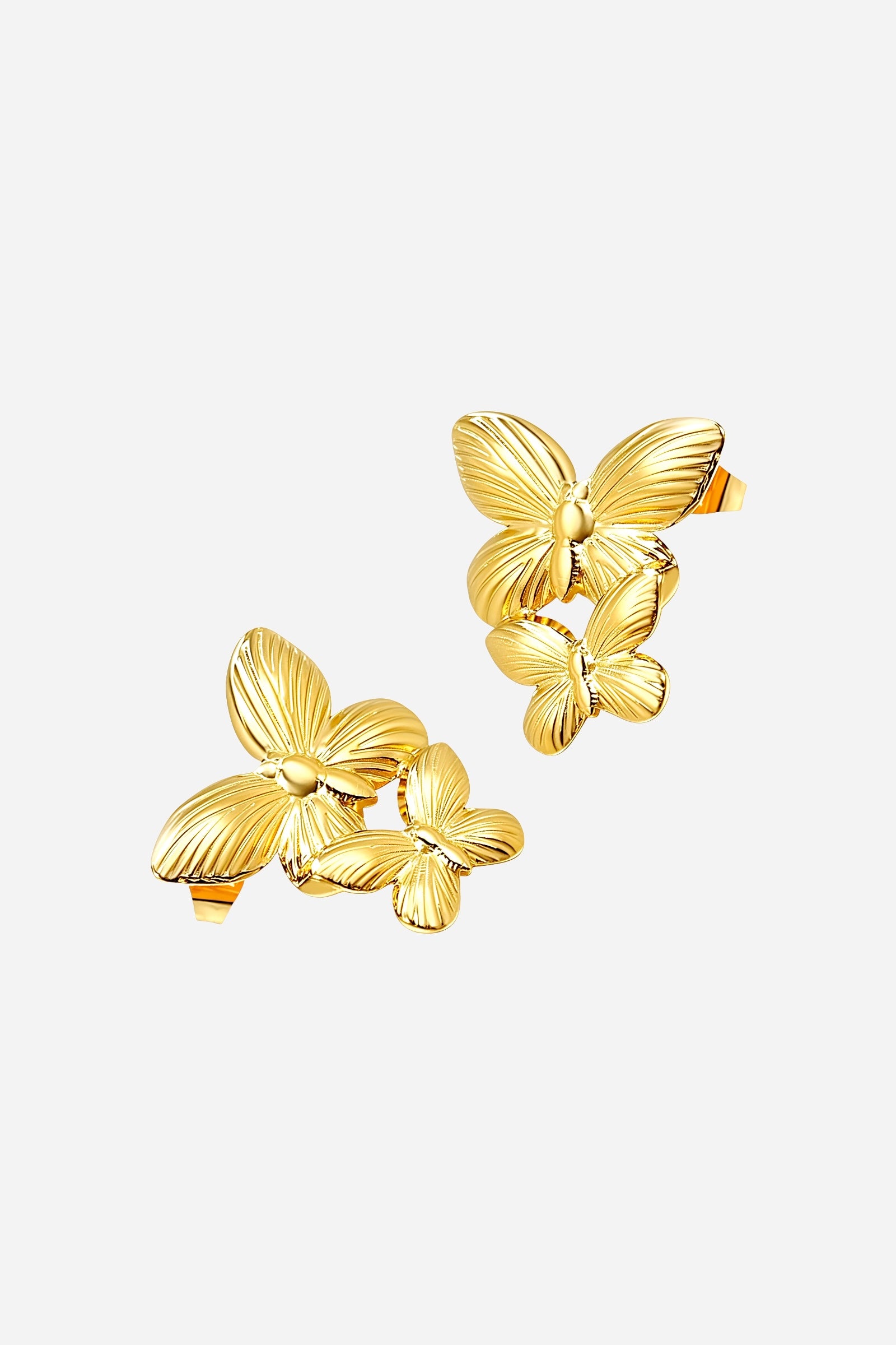 Women’s gold butterfly studs, hypoallergenic stainless-steel – GLISTIA