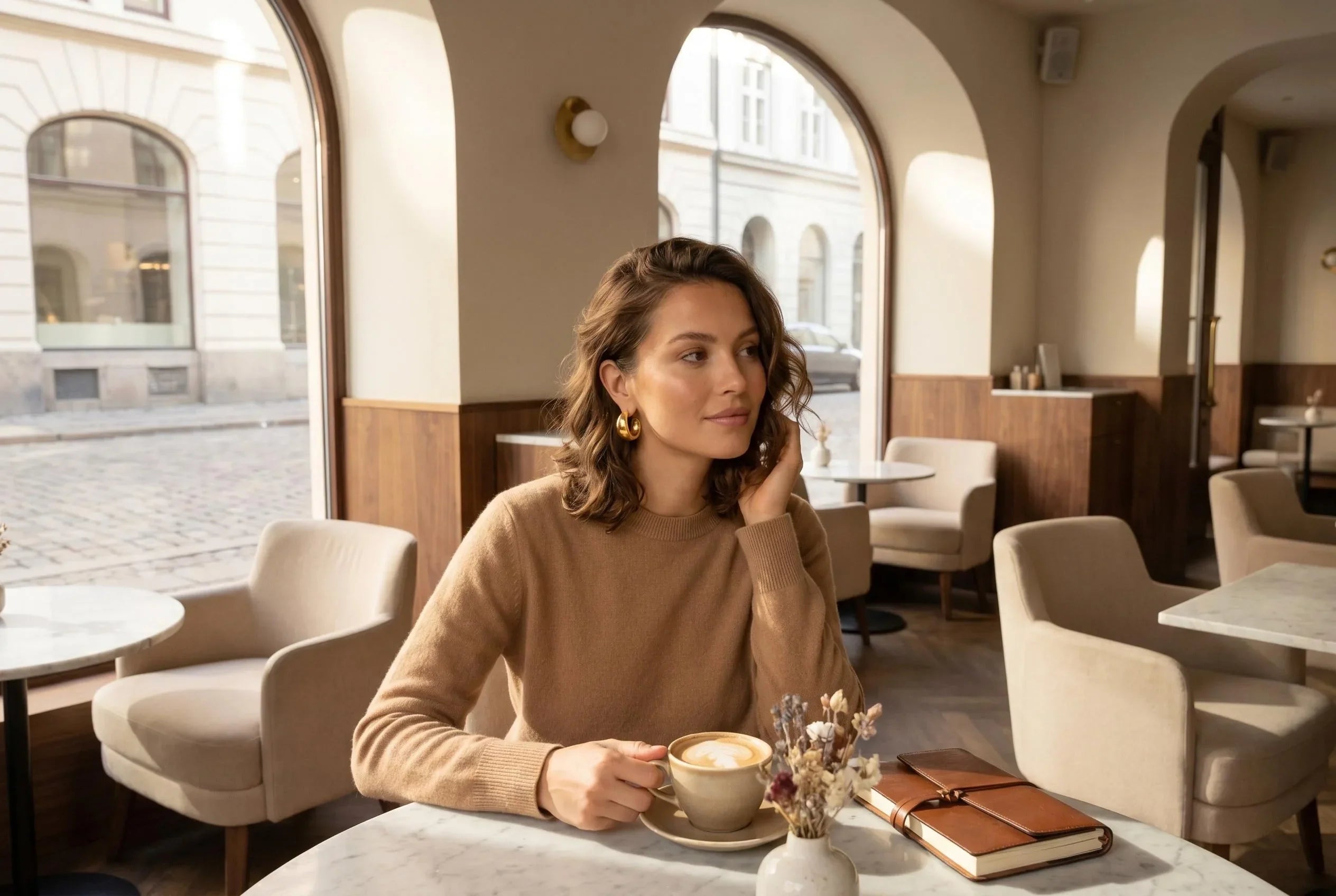 confident women showing gold plated hoop earrings for Glistia 