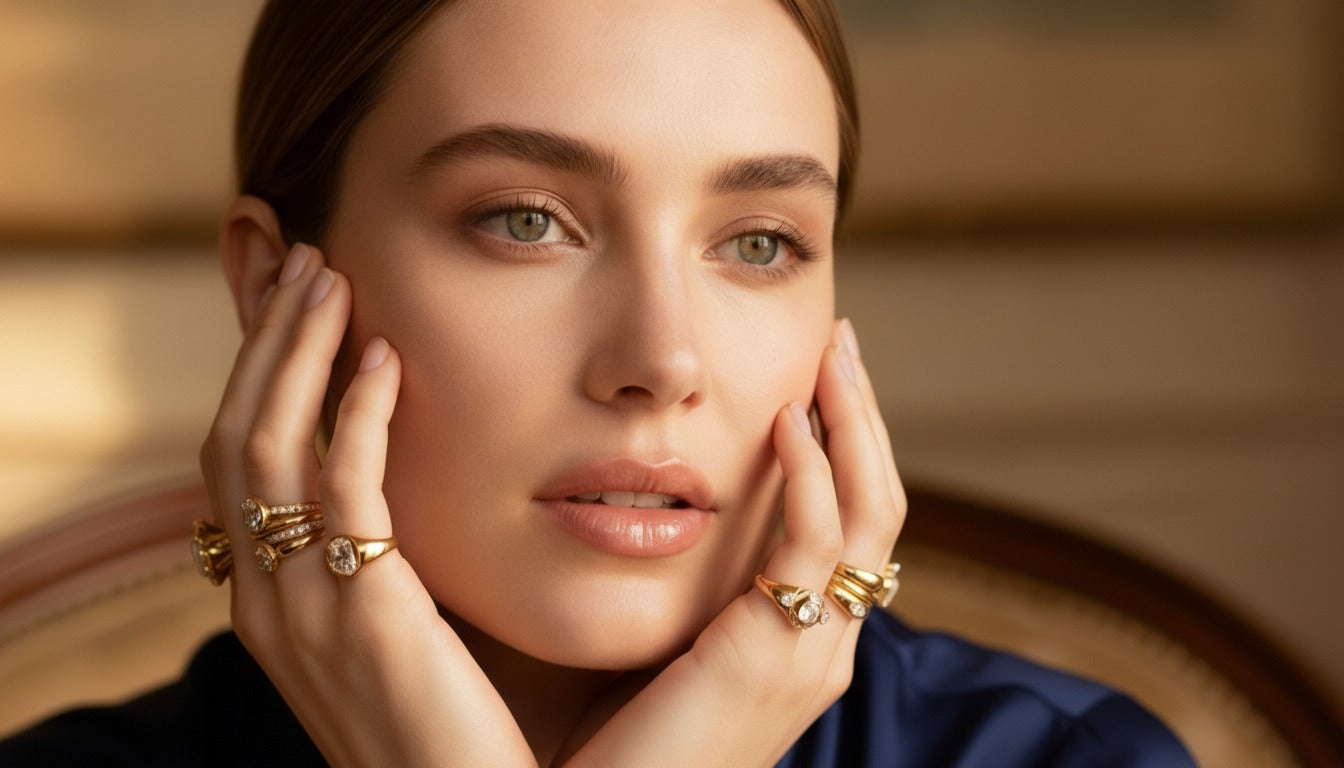 Sterling silver and gold plated rings designed for everyday wear in a modern jewellery style