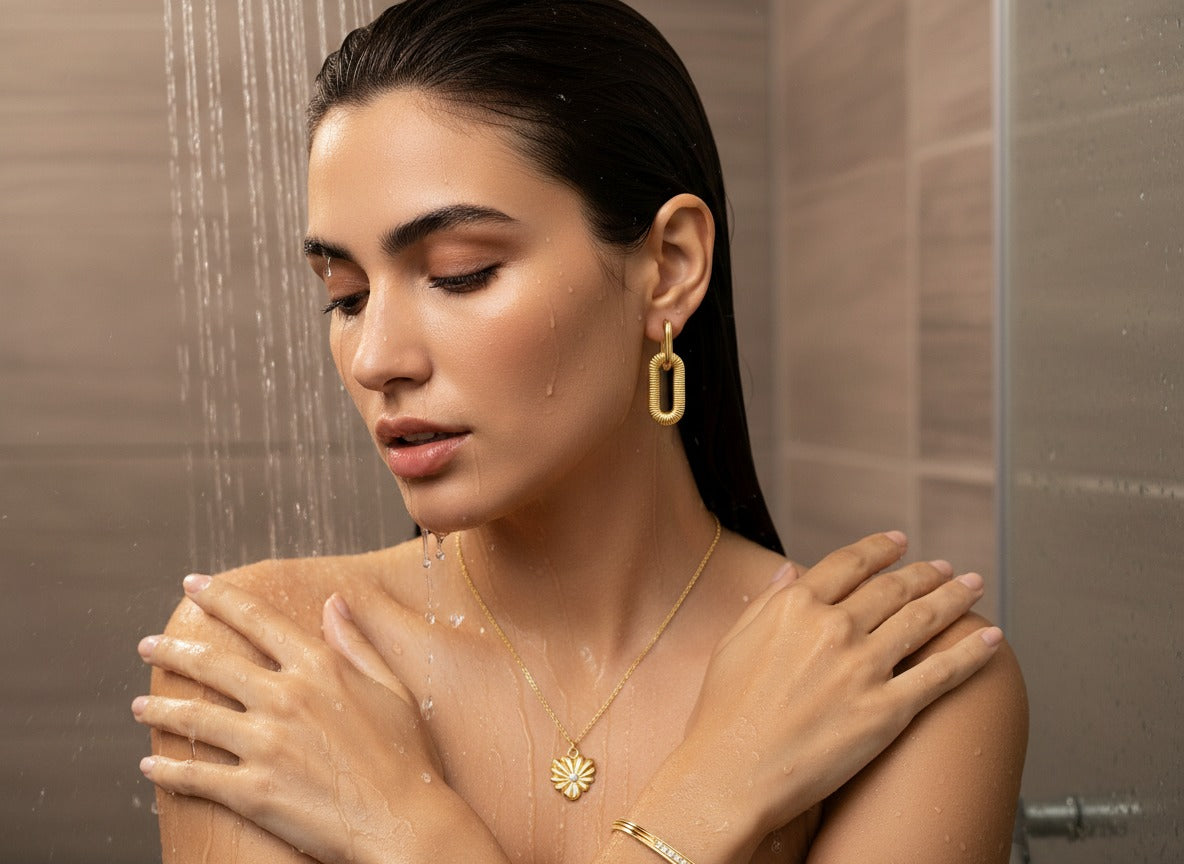 18K PVD gold plated jewellery designed to be water safe for everyday wear