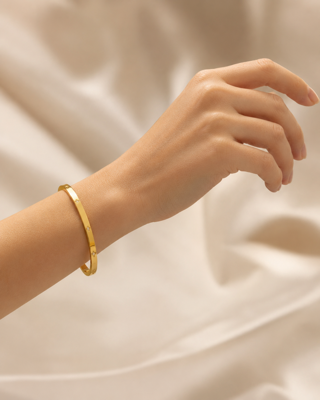 Diamond Accent Slim Bangle | 18K PVD Gold Plated