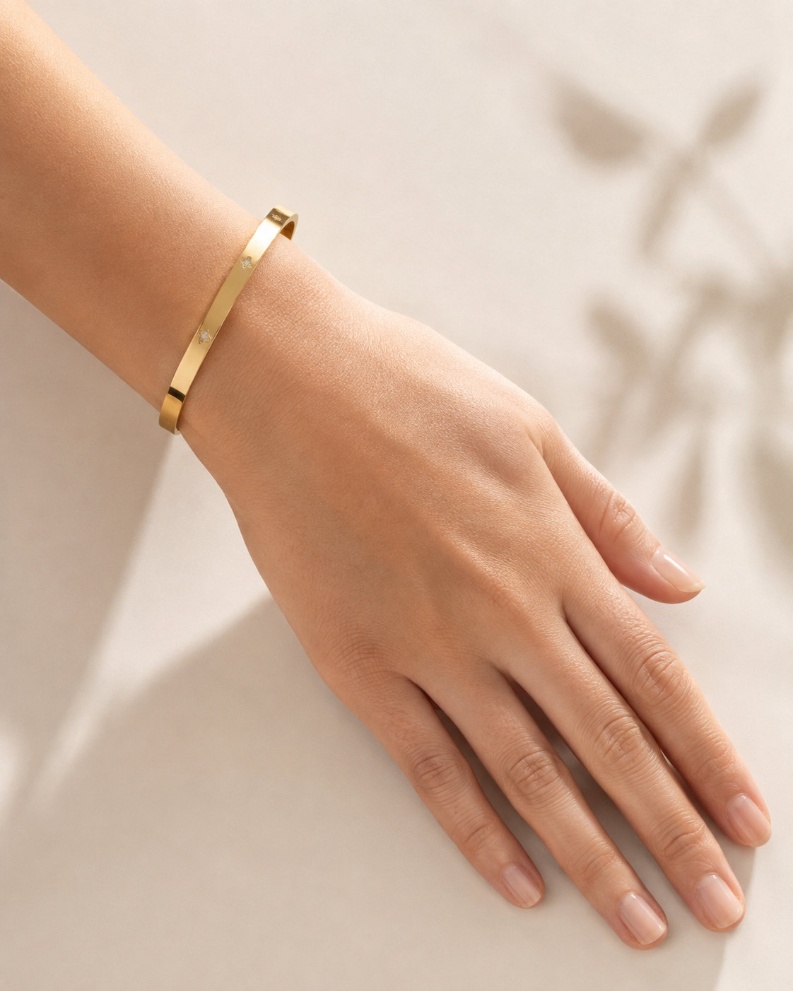 Diamond Accent Slim Bangle | 18K PVD Gold Plated