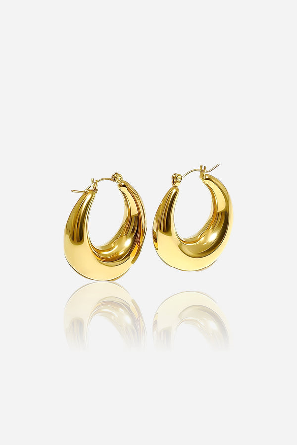Bold Crescent Hoop Earrings in 18K PVD gold plated stainless steel