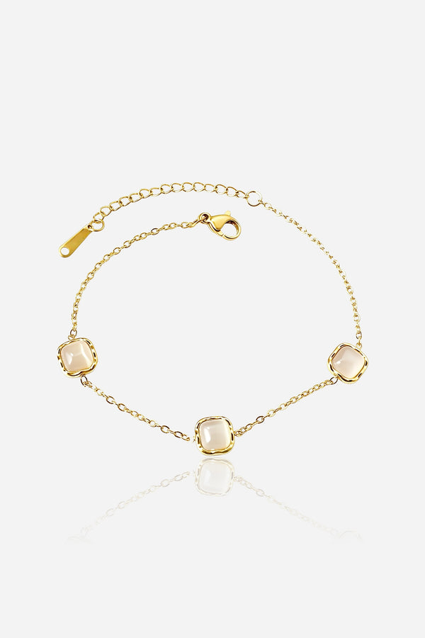 Celeste Square Gem Bracelet in 18K PVD gold plated stainless steel
