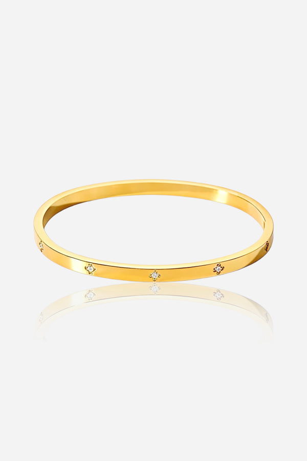 Diamond Accent Slim Bangle 18K PVD Gold Plated by GLISTIA