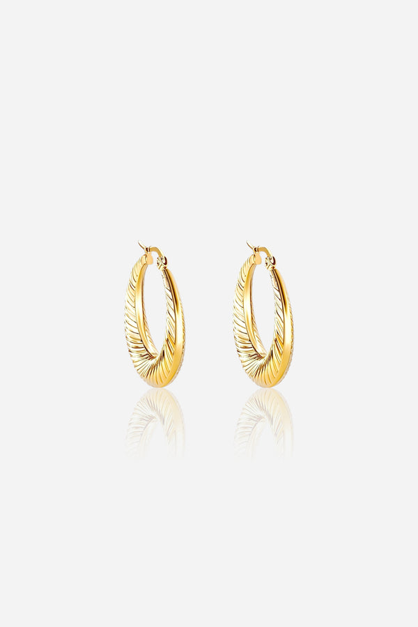 Elara Twist Hoop Earrings 18K PVD Gold Plated by GLISTIA
