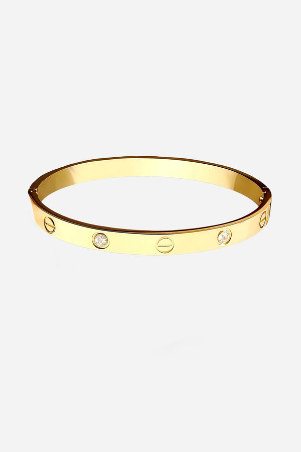 Full Screw and Crystal Bangle 18K PVD Gold Plated by GLISTIA