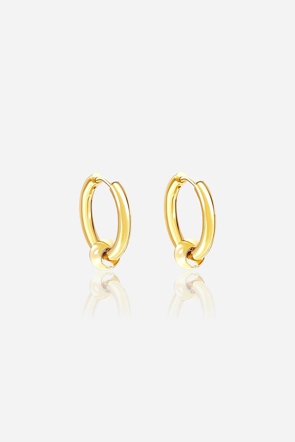 Gold Bead Hoop Earrings in 18K PVD gold plated stainless steel