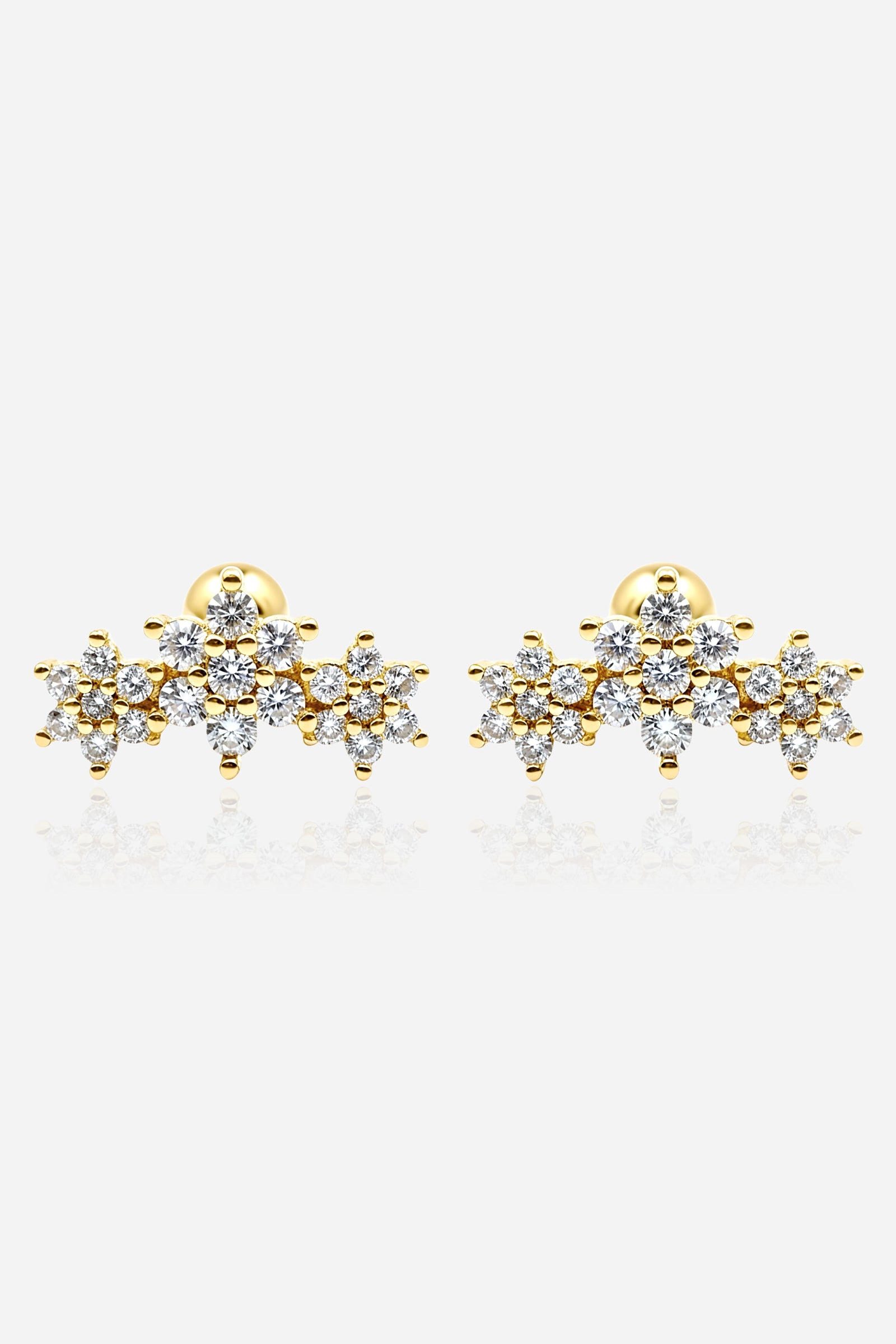 Floral cluster stud earring in PVD 18K gold plated stainless steel with crystal detailing – pair piece - GLISTIA