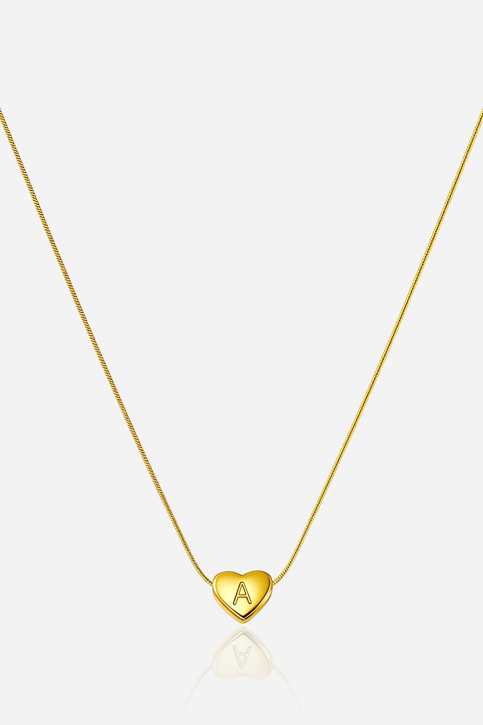 Gold-plated heart initial “A” necklace made with stainless steel and 18K PVD gold plating – GLISTIA.