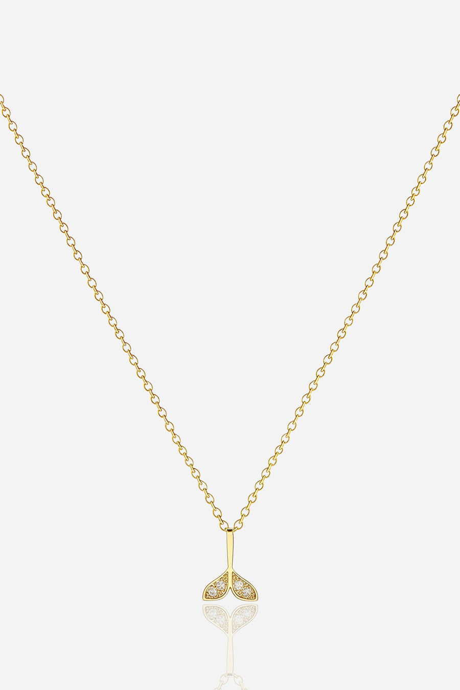 Golden Wave Tail Necklace in PVD 18K gold plated stainless steel front view by GLISTIA
