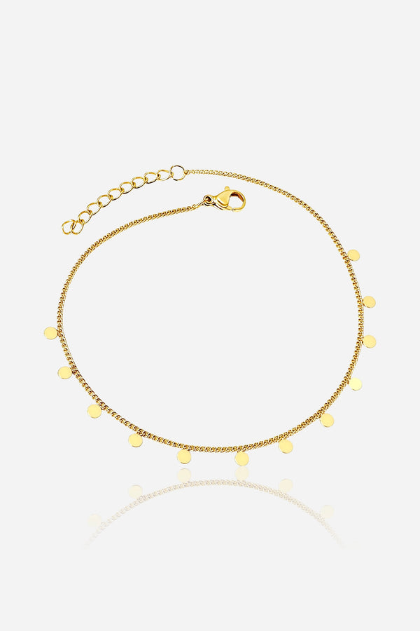 Soleil Disc Chain Anklet 18K PVD Gold Plated by GLISTIA