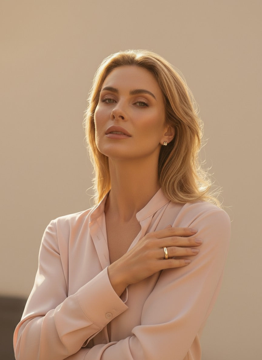 18K PVD gold plated stud earrings offering simple design and all-day comfort for everyday wear.