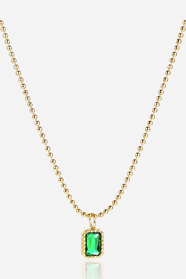 Verdantia Gem Pendant Necklace 18K PVD Gold Plated by GLISTIA