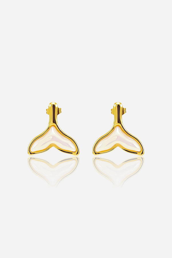 Whale Tail Stud Earrings 18K PVD Gold Plated by GLISTIA